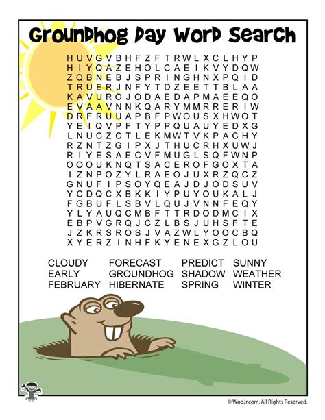 Groundhog Day Word Search | Woo! Jr. Kids Activities : Children's Publishing