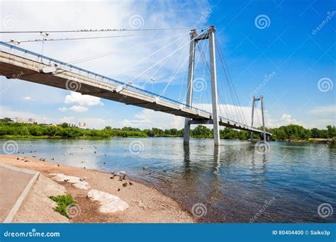 Vynogradovskiy Bridge in Krasnoyarsk Stock Photo - Image of enisei ...