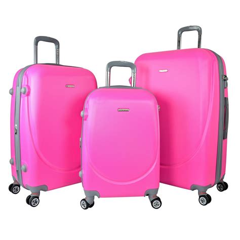 TPRC BARNET 2.0 3-Piece Neon Pink Hardside Expandable Vertical Suitcase Set with Spinner Wheels ...