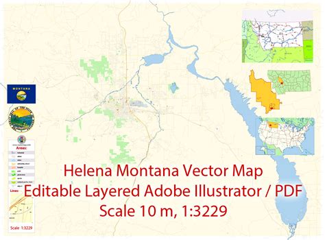 Helena Montana Map Vector Exact City Plan detailed Street Map editable ...