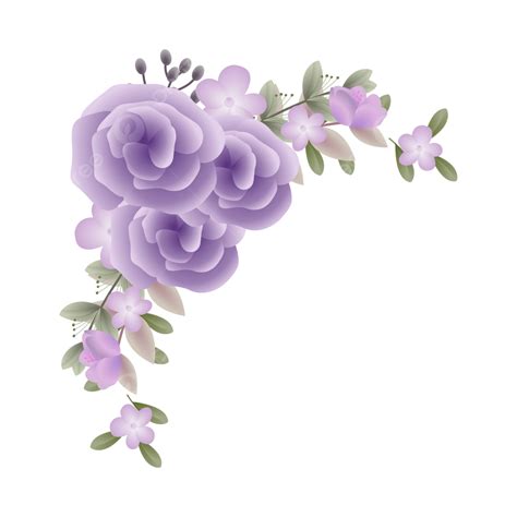 Purple Rose Corner Border Vector Wedding Elegant, Purple Rose Frame Plant Leaf Vector Wedding ...