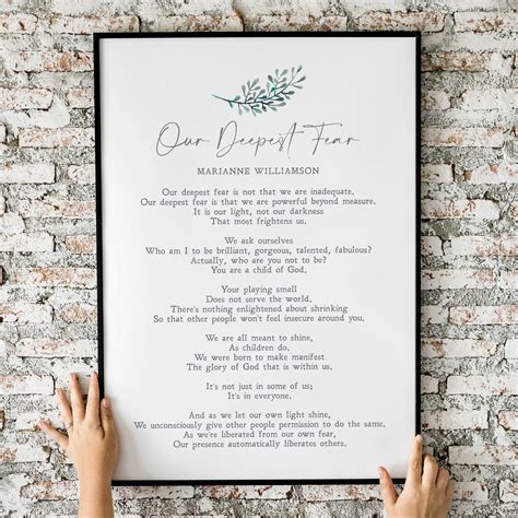 Our Deepest Fear | Marianne Williamson | Poem | Literary Gift | American Poet | Print | Wall Art ...