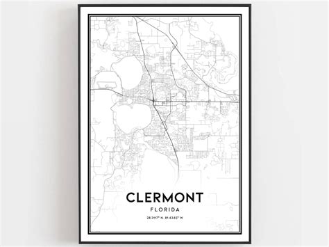 Clermont Map Print Clermont Map Poster Wall Art Fl City | Etsy