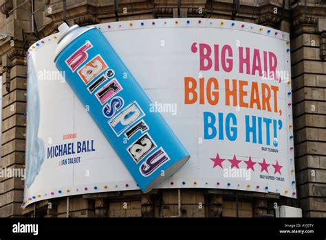 Poster advertising the musical Hairspray outside London Theatre Stock ...