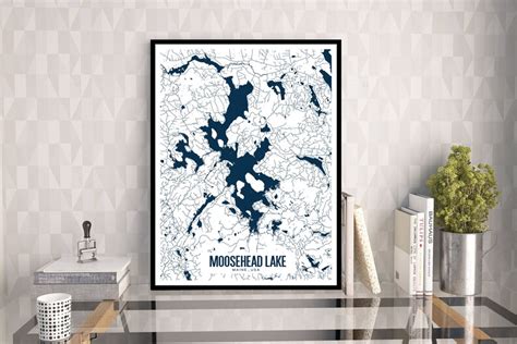 Moosehead Lake Map Printable Moosehead Lake Wall Art | Etsy