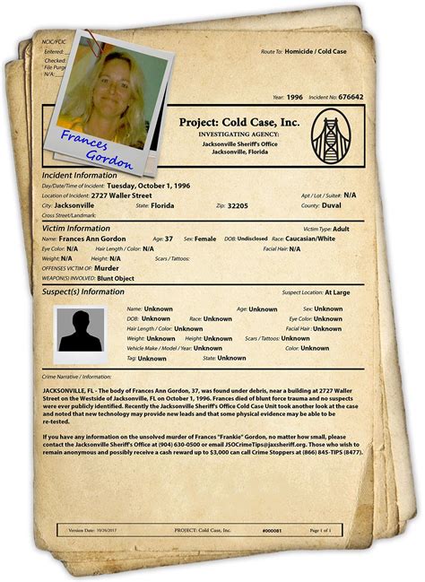 Cold Case Spotlight – Frances Gordon – Project: Cold Case | Diplomarbeit, Krimi