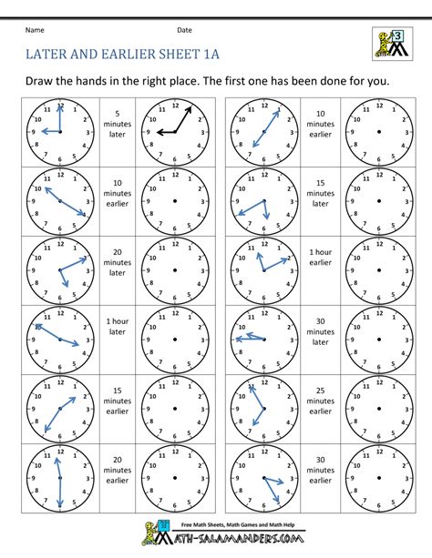 Printable Clock Worksheets