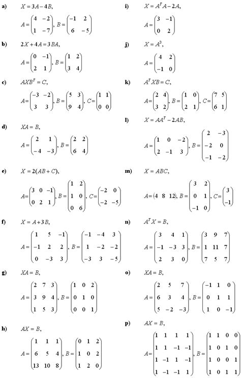 Math Exercises & Math Problems: Matrix Equations