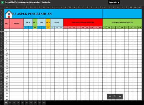 Aplikasi Daftar Nilai Pengetahuan Dan Keterampilan K13 Revisi Terbaru