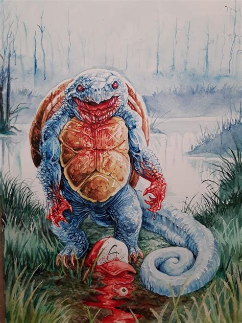 Evil Squirtle in watercolor : r/drawing