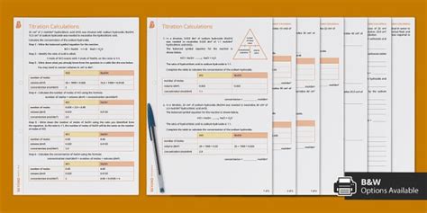 Titration Calculations Worksheet (teacher made) - Twinkl