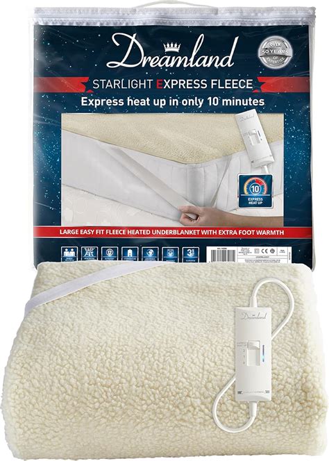 Dreamland Starlight Express fleecy heated electric underblanket double, electric blanket 150 x ...