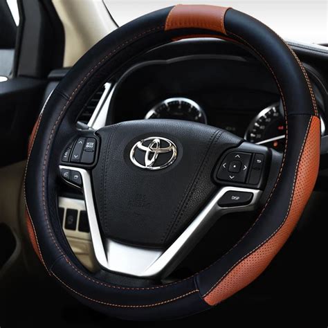 fashion genuine leather sports car steering wheel cover for TOYOTA ...