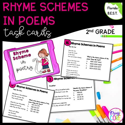 Rhyme Schemes in Poems Task Cards - 2nd Grade | MagiCore