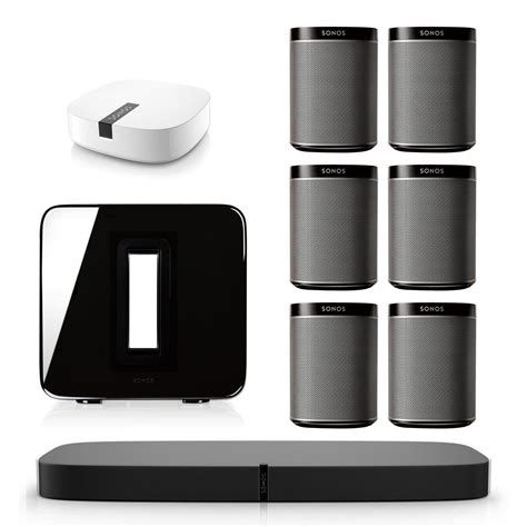 Sonos PLAYBASE Multi-Room Whole House Home Theater System with PLAY:1 Speakers, SUB Wireless ...