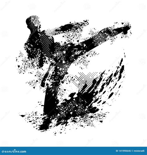 Grunge Karate Kick Vector and Png Transparency Stock Photo - Illustration of players, kick ...