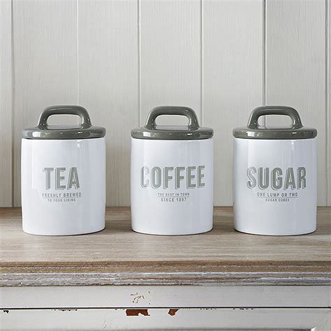 Retro Vintage White Grey Ceramic Tea Coffee Sugar Canisters | Tea coffee sugar canisters, Tea ...