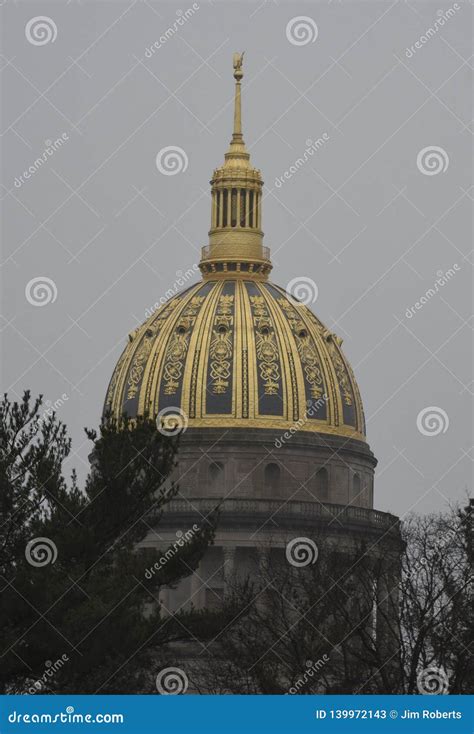 The Dome of the West Virginia State Capitol on a Rainy Day Editorial ...