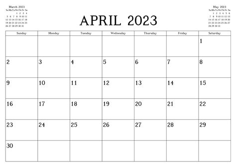 Printable April 2023 Calendar - Check Out The Work Planner