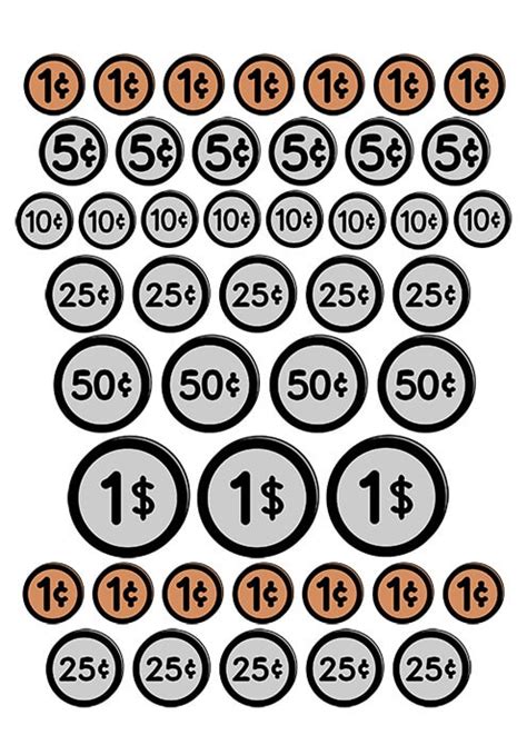 Set of Us Coins Printable Template | Free Printable Papercraft Templates