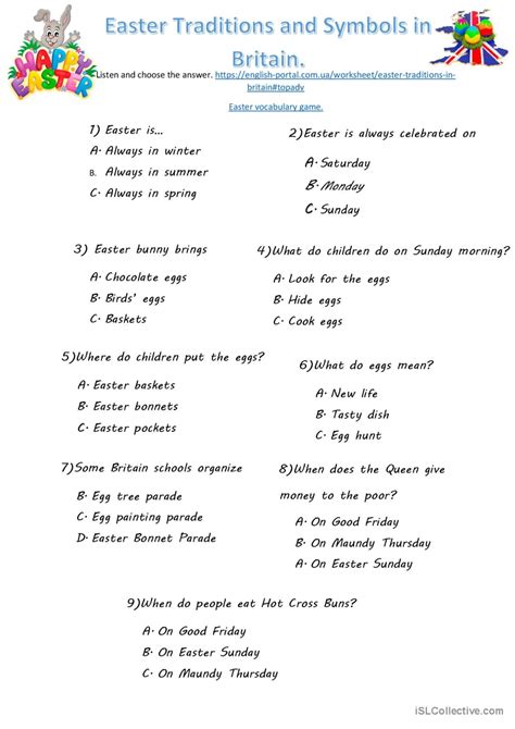 Easter Traditions and Symbols in Bri…: English ESL worksheets pdf & doc