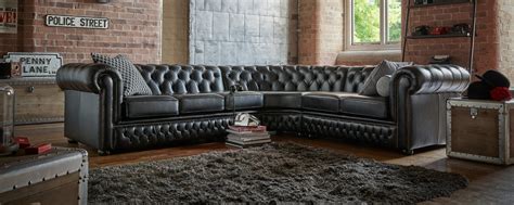 Black Leather Chesterfield Corner Sofa | Cabinets Matttroy