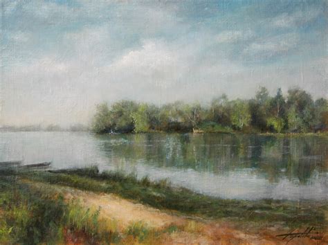 Down the River – Landscape Oil painting | Fine Arts Gallery - Original ...