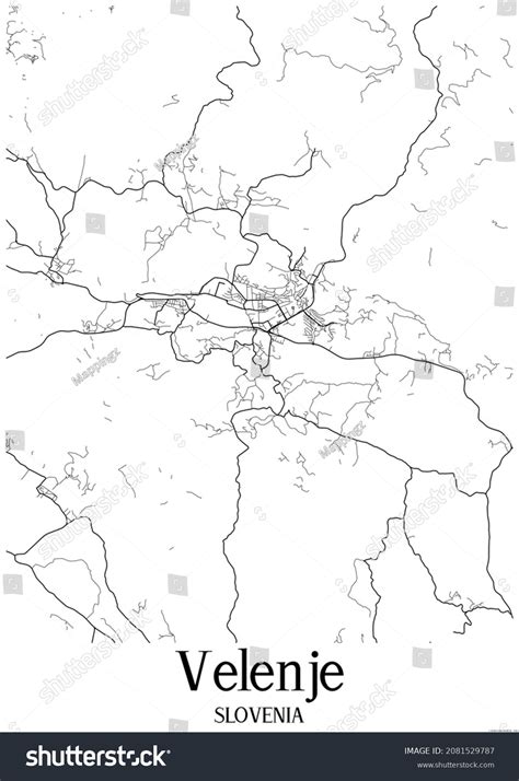 Black White Urban Map Velenje Sloveniathis Stock Illustration ...