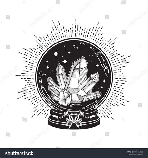 Hand Drawn Magic Crystal Ball Gems Stock Vector (Royalty Free) 1197722560