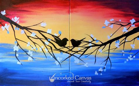 Couple's Love Birds - Uncorked Canvas