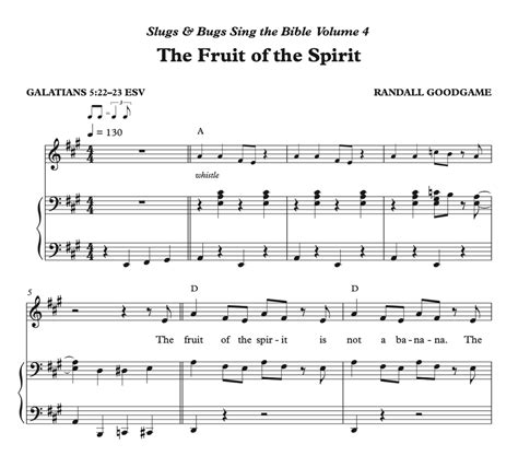 Fruit of the Spirit Sheet Music - Sing the Bible Vol. 4 - Slugs and Bugs