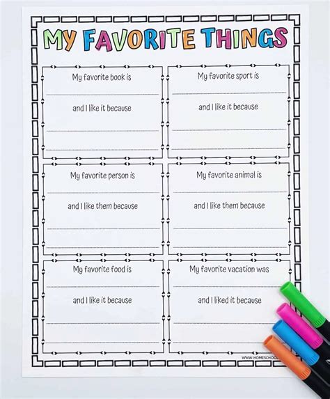 Free My Favorite Things Worksheet