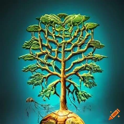 Sumerian tree of life growing from a turtle on Craiyon