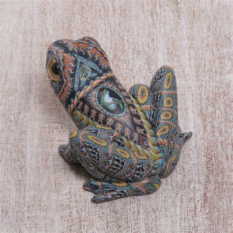 Colorful Polymer Clay Frog Sculpture (2.8 Inch) from Bali - Decorative ...