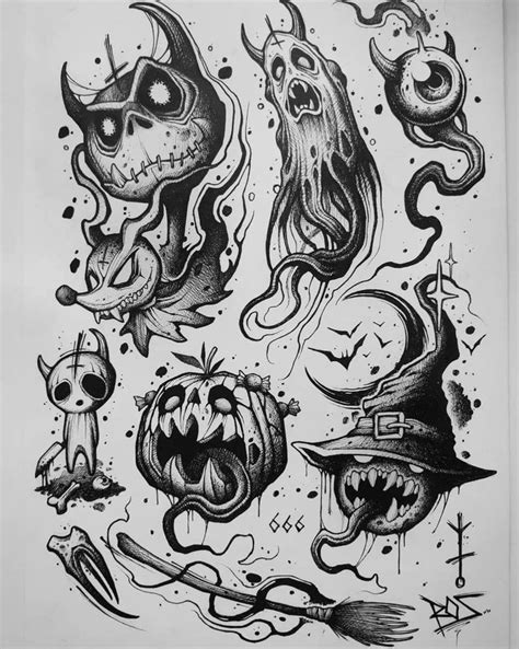 Creepy Halloween Tattoo | Dark art tattoo, Spooky tattoos, Tattoo art ...