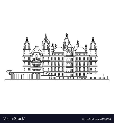 Schwerin castle germany stroke Royalty Free Vector Image