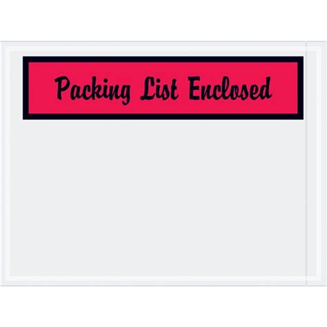 4 1/2 x 6" Red "Packing List Enclosed" Envelopes | Packaging Hero