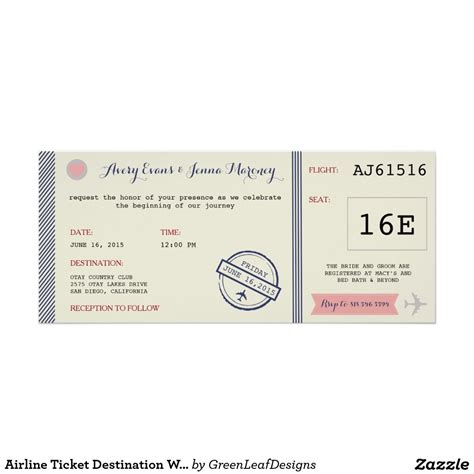 Airline Ticket Destination Wedding Invitation | Zazzle | Destination ...