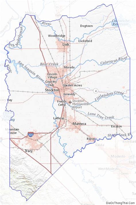 Map of San Joaquin County, California - Thong Thai Real