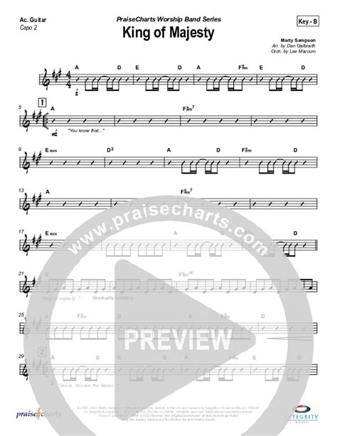 King Of Majesty Acoustic Guitar Sheet Music PDF (Hillsong Worship ...