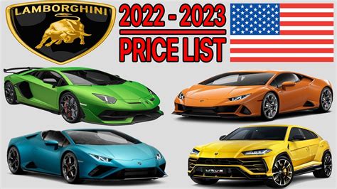 LAMBORGHINI PRICE LIST USA 2022 TO 2023 - YouTube