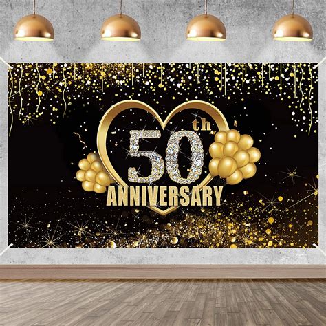 Yoaokiy Happy 50th Anniversary Banner Decorations Backdrop, Extra Large ...