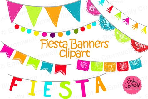 Fiesta Banners Digital Clipart | Banner clip art, Mexican paper banner ...