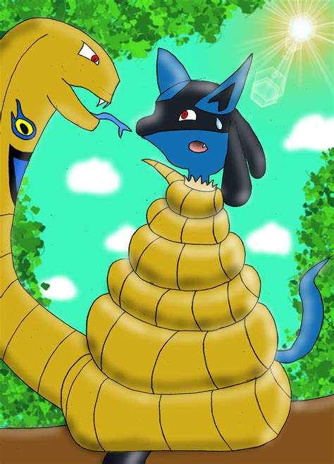 Shiny Arbok Caught a Lucario by Kiniun-Latios on DeviantArt