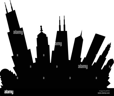 Cartoon skyline silhouette of the city of Chicago, Illinois, USA Stock ...