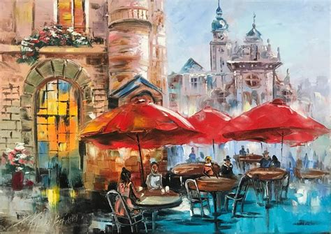 Paris Cafe Painting Original French Street Scenes Canvas Art Paintings ...