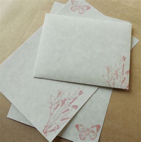 Parchment Paper Stationery Set. Writing Paper Hand Stamped - Etsy