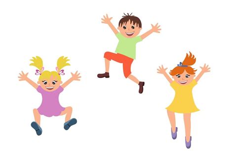 Happy kids jumping isolated | Education Illustrations ~ Creative Market