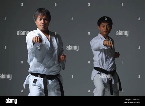 Japanese karate masters fighting Stock Photo - Alamy