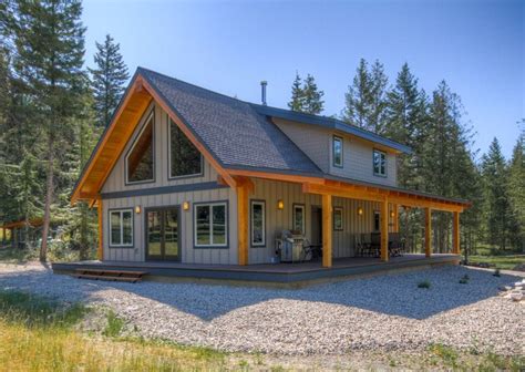 Perfect for retirement or a small family, this timber frame log home design… | Brick exterior ...